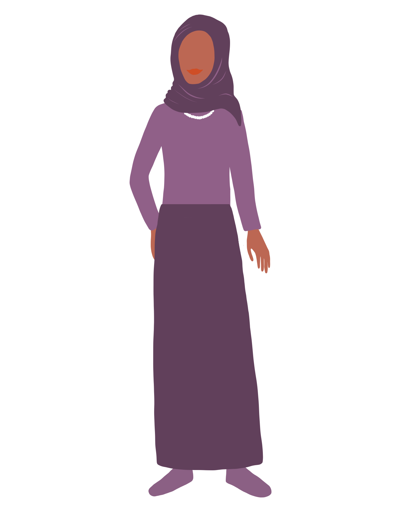 An illustration of a woman standing.